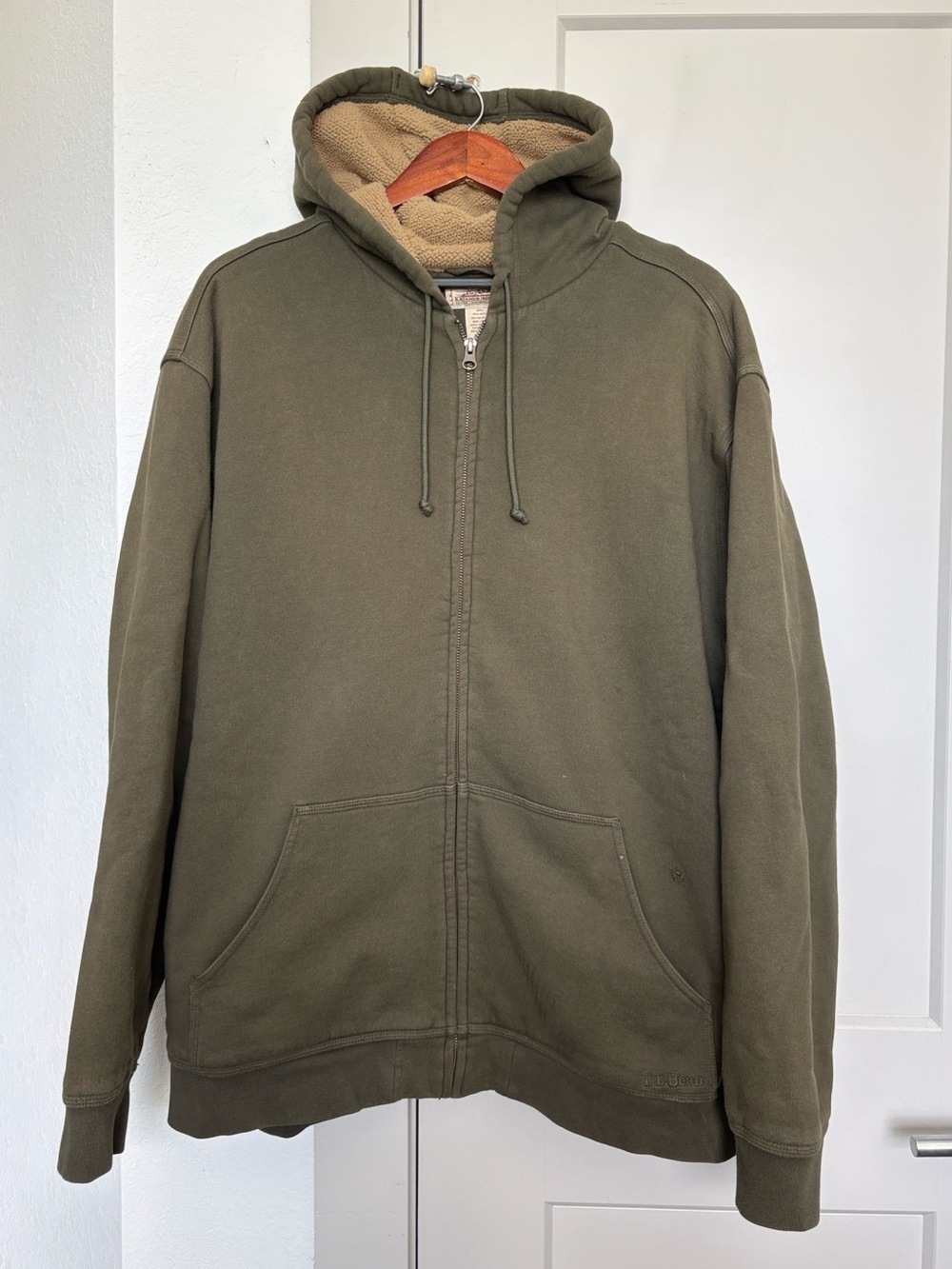 LL BEAN KATAHDIN IRON WORK HEAVYWEIGHT FLEECE GREEN FULL ZIP MENS XL TALL